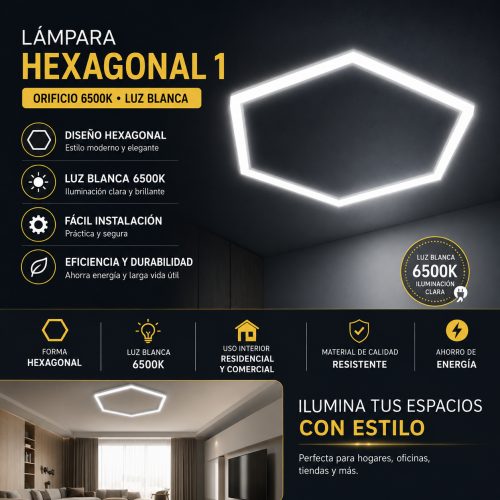 Lámpara Hexagonal 6500K D-22471