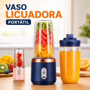 Licuadora portátil de doble vaso con capacidad de 400 ml por vaso, 6 cuchillas y batería de 500 mAh. Venta por mayoreo