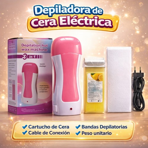 Kit Depilador con Cera Roll-On Profesional 3 en 1 con Calentador, Cartucho de Cera, Tiras y Cable de Alimentación – Ideal para Uso Doméstico o Salón de Belleza- Por Mayoreo HH-21 Kit Depilador con Cera Roll-On Profesional 3 en 1 con Calentador, Cartucho de Cera, Tiras y Cable de Alimentación – Ideal para Uso Doméstico o Salón de Belleza- Por Mayoreo HH-21