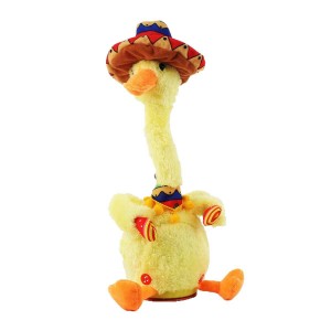 Pato bailarín musical giratorio 360° con canciones y luces, peluche interactivo para niños, venta al por mayor HS-YXHY