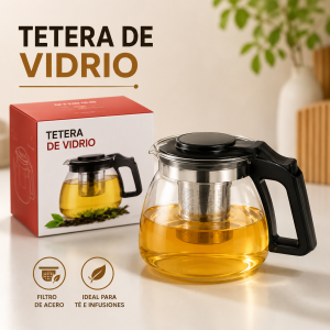 Tetera de vidrio con filtro por mayoreo