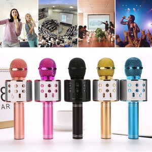 Micrófono con bocina inalámbrica Bluetooth recargable para karaoke, con cambiador de voz, mod.88 Venta por mayoreo