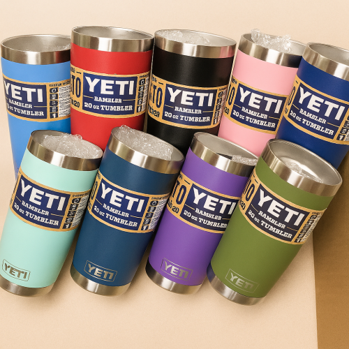 Vaso térmico tipo YETI Rambler 20 oz, acero inoxidable con doble pared, tapa hermética, ideal para bebidas frías o calientes, colores surtidos, modelo HU-2018, venta por mayoreo