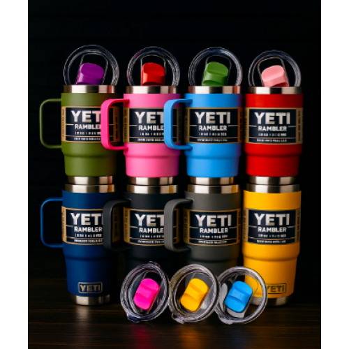 Vaso térmico tipo YETI Rambler con capacidad de 591 ml (20 oz). Fabricado en acero inoxidable de alta resistencia, con aislamiento de doble pared que mantiene tus bebidas frías o calientes por más tiempo. 