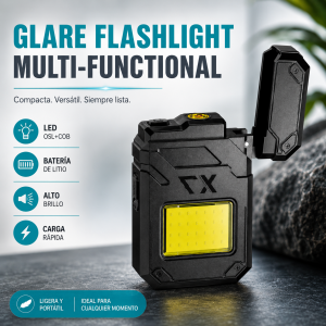 Lámpara multifuncional con luz LED COB y función de carga. Ideal para iluminación portátil y uso cotidiano. Venta por mayoreo
