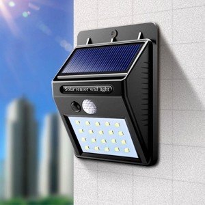 Lámpara solar LED de pared con panel solar integrado y batería recargable. Cuenta con sensor de movimiento PIR y encendido automático nocturno venta al por mayor CL-SL003