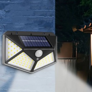 Lámpara solar LED de alta potencia con diseño triangular y sensor de movimiento PIR. Ideal para iluminar patios, fachadas, entradas y jardines venta al por mayor CL-BK-100