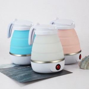 Tetera eléctrica plegable de silicona, portátil para viaje, con botón de encendido, colores surtidos , Mayoreo BH-21270