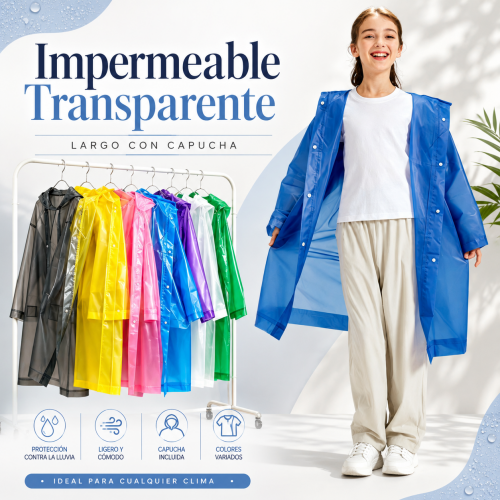 Impermeable para niños en colores variados. Una opción práctica para proteger la ropa durante días lluviosos. Venta por mayoreo