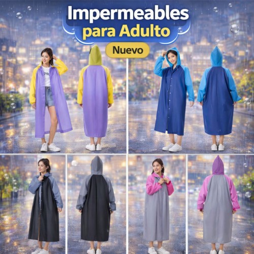 Impermeable para Adulto Tipo Gabardina con Capucha por Mayoreo IMPER-103