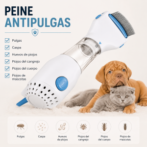 Peine antipulgas eléctrico para mascotas. Ideal para limpieza del pelaje de perros y gatos. Venta por mayoreo