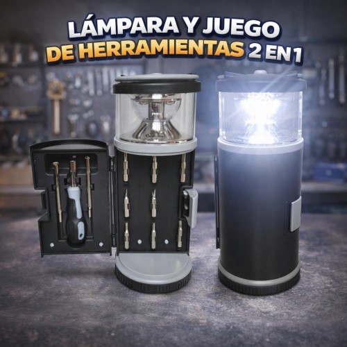 Linterna con estuche de herramientas JJYP359, multifuncional, luz portátil, contiene 15 piezas. Mayoreo