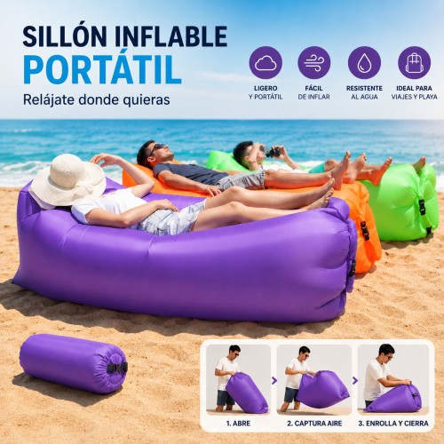 Cama sillon inflable para adultos 180X70cm MAYOREO