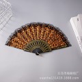 Abanico de encaje con estampado de leopardo, 6 colores mezclados  al por mayor JJYP519