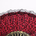 Abanico de encaje con estampado de leopardo, 6 colores mezclados  al por mayor JJYP519