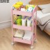 Carrito de mano movible para dormitorio, estante de almacenamiento de 3 niveles con cesta de malla metálica JJYP594