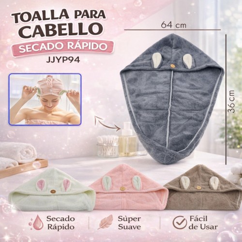 Toalla para Cabello Secado Rápido con Orejas Tipo Conejo por Mayoreo JJYP94 Toalla para Cabello Secado Rápido con Orejas Tipo Conejo por Mayoreo JJYP94
