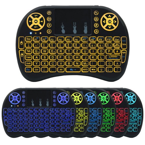 Mini teclado inalámbrico multifunción con touchpad integrado y retroiluminación. Compatible con Smart TV, TV Box, PC, consolas y dispositivos Android. venta por mayoreo