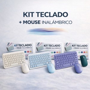Kit Teclado + Mouse Inalámbrico Colores Pastel por Mayoreo JP-0807