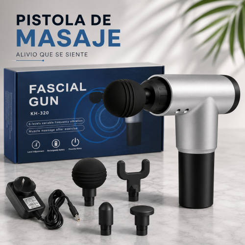 Pistola de masaje muscular con cabezales intercambiables para recuperación y masaje en espalda, cuello, brazos y piernas. Venta por mayoreo Pistola de masaje muscular con cabezales intercambiables para recuperación y masaje en espalda, cuello, brazos y piernas. Venta por mayoreo