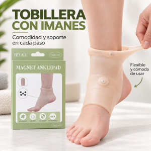 Tobillera con imanes de diseño flexible, ideal para brindar soporte cómodo en el tobillo durante el uso diario. Venta por mayoreo