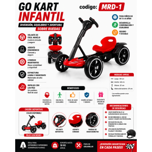 Go Kart Infantil de Equilibrio MRD-1 con Volante Deportivo y 4 Ruedas