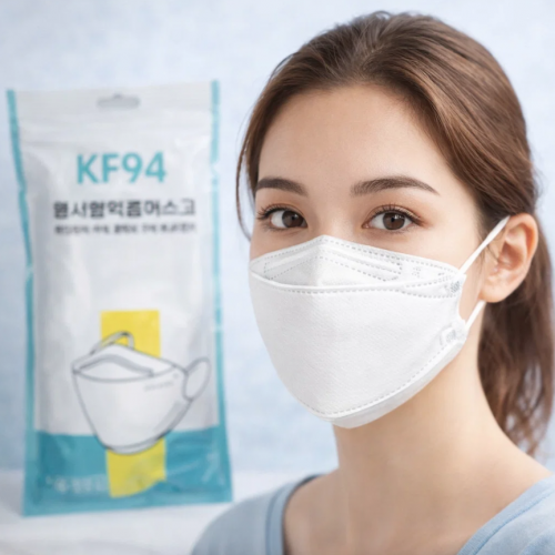 Cubreboca KF94 certificado coreano con alta protección y 4 capas de filtrado. Pack con 10 cubrebocas en bolsa resellable, tipo respirador ajustado. Ideal para venta por mayoreo.