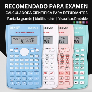 Calculadora científica ideal para estudiantes de secundaria, preparatoria y universidad. Cuenta con múltiples funciones matemáticas, pantalla LCD, teclas grandes y diseño ligero. Perfecta para uso escolar, académico y venta al por mayor. KK-82MS-D-C