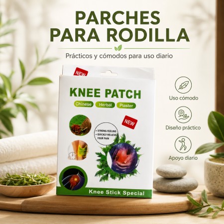 Parche herbal para rodilla con diseño adhesivo y práctico para uso diario. (10 piezas) Venta por mayoreo