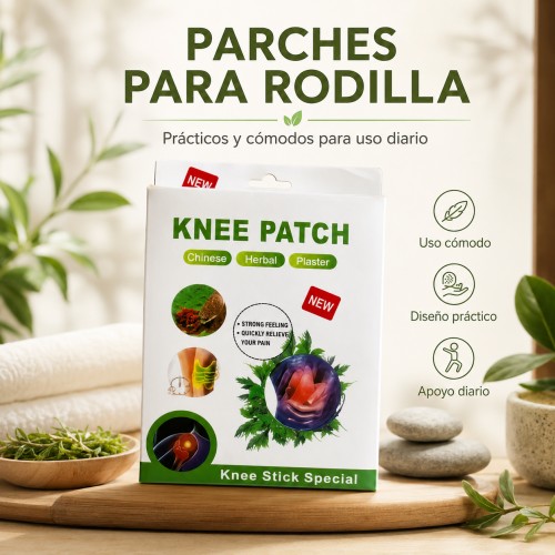 Parche herbal para rodilla con diseño adhesivo y práctico para uso diario. Venta por mayoreo