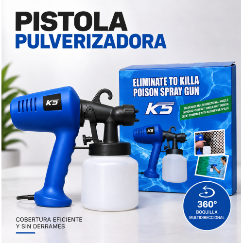 Pistola pulverizadora con depósito y boquilla multidireccional de 360°, ideal para aplicaciones de rociado. Venta por mayoreo Pistola pulverizadora con depósito y boquilla multidireccional de 360°, ideal para aplicaciones de rociado. Venta por mayoreo