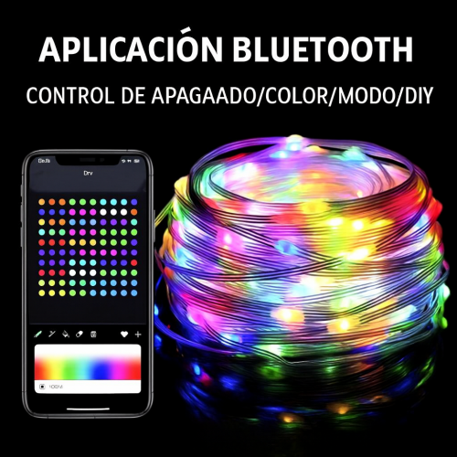 Luces LED multicolor inteligentes con control vía Bluetooth desde tu smartphone. Permiten elegir color, intensidad, modos de parpadeo y efectos DIY 10m , venta al por mayor LED-1313