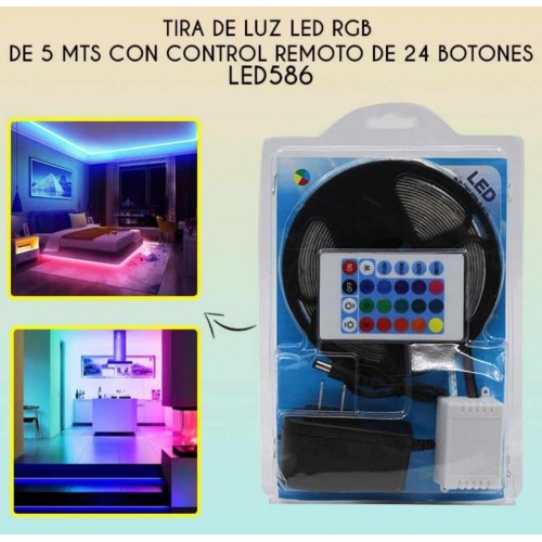 Tira de luz led  5m RGB 2835 +Control de infrarrojos (24 Botones) +cagardor+Impermeable LED586