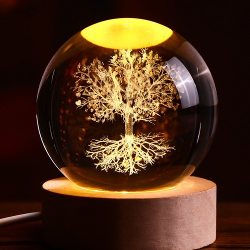 Lámpara de árbol de vida con luz cálida de 8 cm + base de 8 cm USB LED875