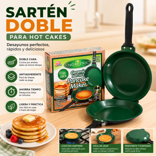 Sartén doble para preparar hot cakes de forma práctica y uniforme. Diseño antiadherente, fácil de usar y limpiar. Venta por mayoreo. Sartén doble para preparar hot cakes de forma práctica y uniforme. Diseño antiadherente, fácil de usar y limpiar. Venta por mayoreo.