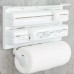 Organizador multifuncional de cocina 3 en 1, incluye portarrollos para papel de cocina, dispensador de papel aluminio y film plástico. Venta por mayoreo LJ-6233