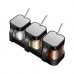 Set de especieros con 3 frascos transparentes, base organizadora y cucharas incluidas. Perfecto para almacenar sal, azúcar, pimienta, orégano, chile seco u otras especias venta al por mayor LJ-6423