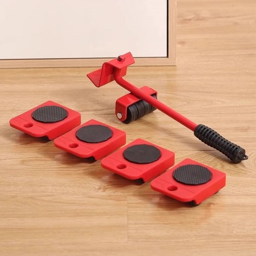 Kit de herramienta elevadora LJ-6612 para mover y levantar muebles u objetos pesados con facilidad. Incluye palanca y 4 bases deslizantes muebles. Venta por mayoreo