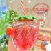 Vaso con forma de fresa, incluye tapa decorativa y popote reutilizable. Perfecto para bebidas frías, smoothies, jugos o malteadas venta al por mayor  LJ-8505
