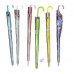 Paraguas transparente largo con mango curvo y varilla resistente, colores surtidos, ideal para protegerte de la lluvia con estilo y visibilidad. LJ-8555