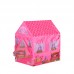Casita infantil tipo carpa plegable, diseño de casa rosa con ventanas y puerta enrollable, fácil de armar, venta por mayoreo LJ-8828