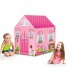 Casita infantil tipo carpa plegable, diseño de casa rosa con ventanas y puerta enrollable, fácil de armar, venta por mayoreo LJ-8828
