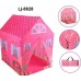 Casita infantil tipo carpa plegable, diseño de casa rosa con ventanas y puerta enrollable, fácil de armar, venta por mayoreo LJ-8828