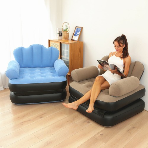 Sillón inflable multifuncional con respaldo y reposapiés, ideal para descanso y lectura, venta por mayoreo LJ-8856