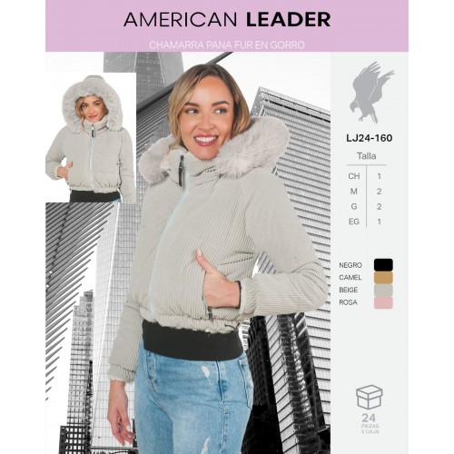 Chamarra Acolchada para Dama con Capucha y Peluche Suave, Tipo Borreguita, Cierre Frontal y Puños Elásticos Con Forro de Peluche.  Calidad PREMIUM Gorro Desmontable.  Venta al por mayor LJ24-160 