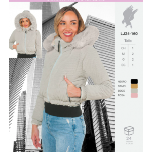 Chamarra Acolchada para Dama con Capucha y Peluche Suave, Tipo Borreguita, Cierre Frontal y Puños Elásticos Con Forro de Peluche.  Calidad PREMIUM Gorro Desmontable.  Venta al por mayor LJ24-160 