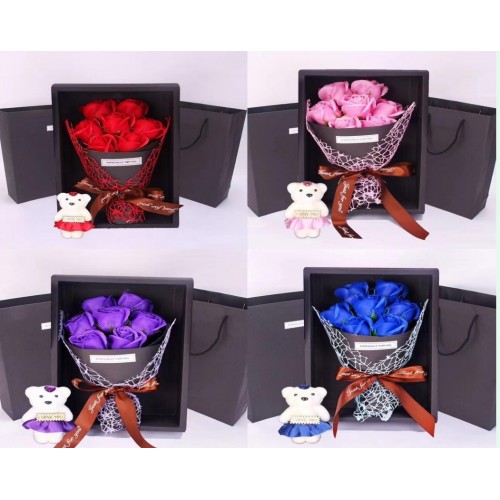 Caja de regalo con rosas de jabón 7 pz LP105