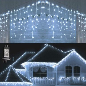 Cortina de luces de cascada blancas 100 luces LED para interiores y exteriores. Venta por mayoreo