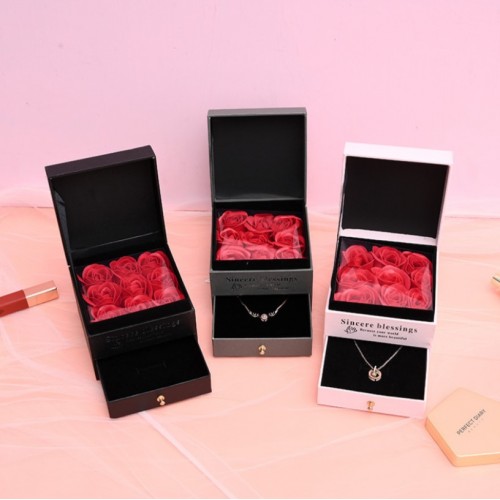 Caja de regalo con rosas ideal para joyería (juego de caja de regalo) CON COLLAR 6897