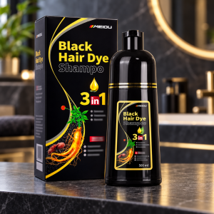 Shampoo tinte negro 3 en 1 de 500 ml para hombre y mujer, ideal para aportar una tonalidad oscura al cabello. Venta por mayoreo